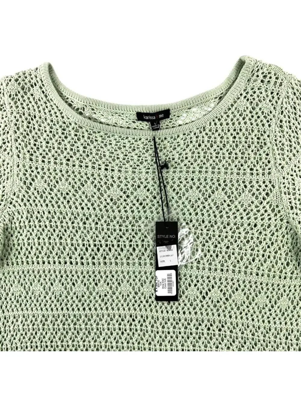 Karissa & Me Mint Green Crochet Sweater NWT